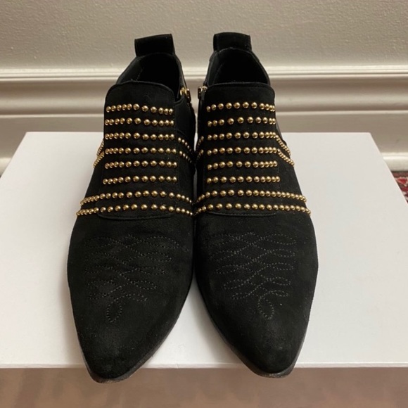 Anine Bing Low Charlie Boot 7 Black Gold Studded - Picture 2 of 4
